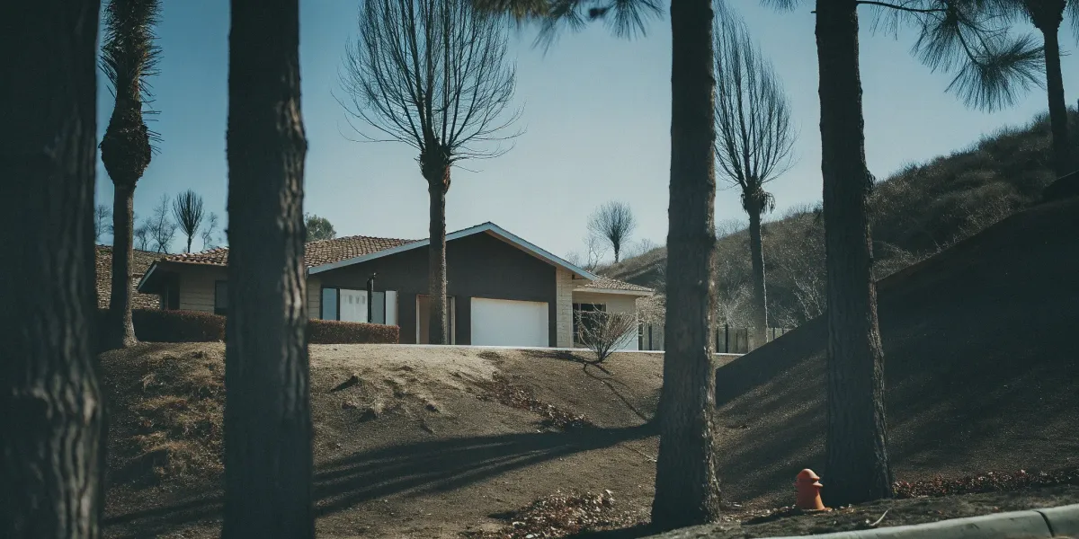A home on a dry hillside faces the challenges of insuring properties in wildfire areas.